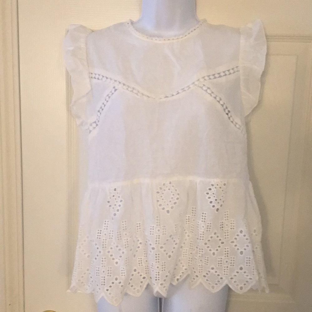 Adorable Flutter Sleeve Eyelet Peplum - image 2